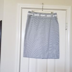 Grace seer suckered pencil skirt with ribbon inserted belt